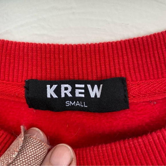 Krew District Authentic graphic print Christmas Holiday cozy red sweatshirt S - Picture 5 of 13